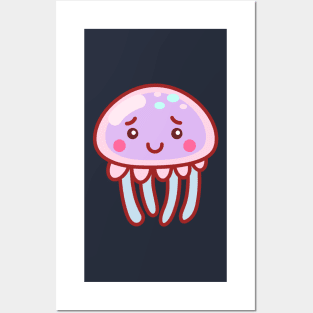 Shy Cotton Candy Jellyfish Minimal Posters and Art